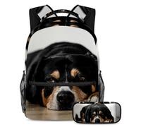 VAPOKF School Bag Set for Teen Girls Boys, Student Bookbag Backpack Rucksack with Pencil Case for School - the Funny Lazy Dog