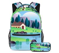 VAPOKF School Bag Set for Teen Girls Boys, Student Bookbag Backpack Rucksack with Pencil Case for School - Country Cozy House