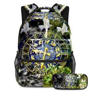 VAPOKF School Bag Set for Teen Girls Boys, Student Bookbag Backpack Rucksack with Pencil Case for School - Astrology Mysticism