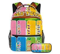 VAPOKF School Bag Set for Teen Girls Boys, Student Bookbag Backpack Rucksack with Pencil Case for School - Times Multiplication Tables