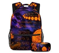 VAPOKF School Bag Set for Teen Girls Boys, Student Bookbag Backpack Rucksack with Pencil Case for School - Space Venus Saturn Jupiter Moon