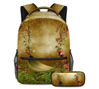 VAPOKF School Bag Set for Teen Girls Boys, Student Bookbag Backpack Rucksack with Pencil Case for School - Beauti Swing with Buterflies