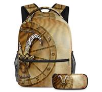 VAPOKF School Bag Set for Teen Girls Boys, Student Bookbag Backpack Rucksack with Pencil Case for School - Capricorn Zodiac Horoscope Astrology