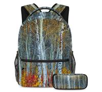 VAPOKF School Bag Set for Teen Girls Boys, Student Bookbag Backpack Rucksack with Pencil Case for School - Forest of the Natural Park of Peneda Geres