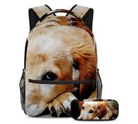 VAPOKF School Bag Set for Teen Girls Boys, Student Bookbag Backpack Rucksack with Pencil Case for School - Sleepy Dog
