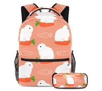 VAPOKF School Bag Set for Teen Girls Boys, Student Bookbag Backpack Rucksack with Pencil Case for School - Mini French Lop Rabbit