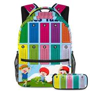 VAPOKF School Bag Set for Teen Girls Boys, Student Bookbag Backpack Rucksack with Pencil Case for School - Math Times Tables and Kids