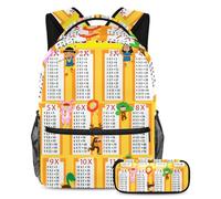 VAPOKF School Bag Set for Teen Girls Boys, Student Bookbag Backpack Rucksack with Pencil Case for School - Times Tables with Kids