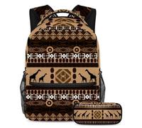VAPOKF School Bag Set for Teen Girls Boys, Student Bookbag Backpack Rucksack with Pencil Case for School - African Graphic Design