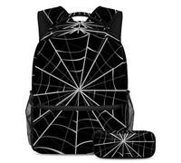 VAPOKF School Bag Set for Teen Girls Boys, Student Bookbag Backpack Rucksack with Pencil Case for School - Spider Web