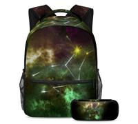 VAPOKF School Bag Set for Teen Girls Boys, Student Bookbag Backpack Rucksack with Pencil Case for School - Zodiac Horoscope Illustration Astrology Sign