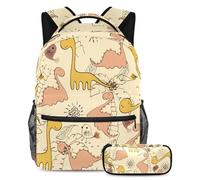 VAPOKF School Bag Set for Teen Girls Boys, Student Bookbag Backpack Rucksack with Pencil Case for School - Art Cartoon Dinosaur Bird Flowers Pattern