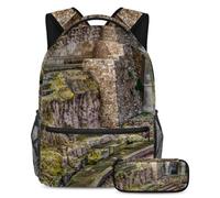VAPOKF School Bag Set for Teen Girls Boys, Student Bookbag Backpack Rucksack with Pencil Case for School - Architecture Ruins Theatre