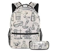VAPOKF School Bag Set for Teen Girls Boys, Student Bookbag Backpack Rucksack with Pencil Case for School - Chemistry Icon