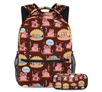 VAPOKF School Bag Set for Teen Girls Boys, Student Bookbag Backpack Rucksack with Pencil Case for School - Kawaii Pearl Oyster Cartoon Cute Style Pattern