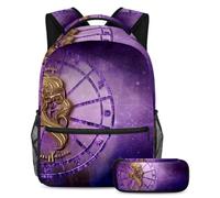 VAPOKF School Bag Set for Teen Girls Boys, Student Bookbag Backpack Rucksack with Pencil Case for School - Virgin Zodiac Sign Horoscope Astrology