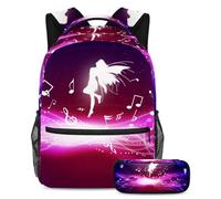 VAPOKF School Bag Set for Teen Girls Boys, Student Bookbag Backpack Rucksack with Pencil Case for School - Magic Fairy Dancing with Music