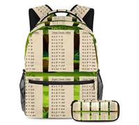 VAPOKF School Bag Set for Teen Girls Boys, Student Bookbag Backpack Rucksack with Pencil Case for School - Times Tables on Forest Background
