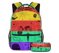 VAPOKF School Bag Set for Teen Girls Boys, Student Bookbag Backpack Rucksack with Pencil Case for School - Physics and Mathematics