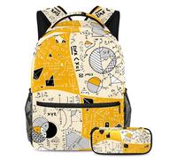 VAPOKF School Bag Set for Teen Girls Boys, Student Bookbag Backpack Rucksack with Pencil Case for School - Physical Equation Phenomenon Science Board with Math