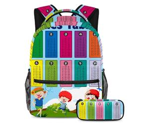 VAPOKF School Bag Set for Teen Girls Boys, Student Bookbag Backpack Rucksack with Pencil Case for School - Math Times Tables and Kids