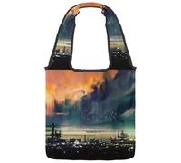 VAPOKF Science Fiction City Landscape Canvas Tote Bags, Women's Shoulder Handbags, Large Reusable Carry Bag Shoulder Bag for School Work Office Travel Shopping Casual