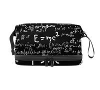 VAPOKF Scientific Equation Calculations Physics Mathematics Pattern Cosmetic Bag for Women and Girls, Travel Toiletry Bag Makeup Handy Pouch Organizer Bag with Brush Compartment
