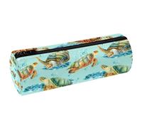 VAPOKF Sea Turtle on The Water Pencil Cases, PU Leather Pen Bag Student Stationery Organiser Bag Makeup Pouch for Women Girls Boys Kids School Office Supplies