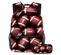 VAPOKF Seamless American Footballs School Bag Set for Teen Girls Boys Kids, Student Bookbag Backpack Rucksack with Pencil Case for Primary Secondary Junior High School
