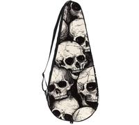 VAPOKF Seamless Dead Human Skulls Racket Bag for Tennis, Tennis Bat Cover Racket Case Paddle Bag, Holds up to 2 Racquets
