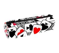 VAPOKF Seamless Playing Cards Pencil Cases, PU Leather Pen Bag Student Stationery Organiser Bag Makeup Pouch for Women Girls Boys Kids School Office Supplies