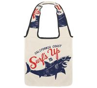 VAPOKF Shark Killer Attack Canvas Tote Bags, Women's Shoulder Handbags, Large Reusable Carry Bag Shoulder Bag for School Work Office Travel Shopping Casual