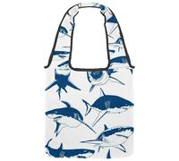 VAPOKF Sharks Attacker Danger Canvas Tote Bags, Women's Shoulder Handbags, Large Reusable Carry Bag Shoulder Bag for School Work Office Travel Shopping Casual