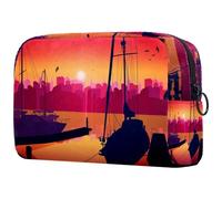 VAPOKF Shipyard Sunset Cosmetic Bag for Women, Travel Toiletries Bags Large Makeup Handy Pouch Organizer Bag with Zipper