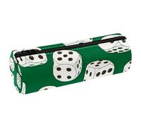 VAPOKF Six Sides Dices on Green Pencil Cases, PU Leather Pen Bag Student Stationery Organiser Bag Makeup Pouch for Women Girls Boys Kids School Office Supplies