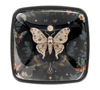 VAPOKF Skeleton Butterfly Cabinet Knobs, Premium Door Drawer Knobs, 30mm Square Cupboard Handles with Screws, for Kitchen Bedroom Furniture - Pack of 4