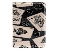 VAPOKF Skeleton Queen and King Playing Cards Passport Holder Travel Wallet Leather Card Case Cover, 11.5x16.5cm