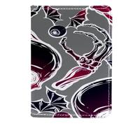 VAPOKF Skull Eyeball with Wing Bones Passport Holder Travel Wallet Leather Card Case Cover, 11.5x16.5cm