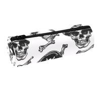 VAPOKF Skull Pirate Hat Bones Leather Barrel Pen Pencil Case Coin Purse Cosmetic Makeup Bag for Student Stationery School Office Storage