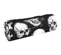 VAPOKF Skulls and Bones Pen Pencil Case Coin Purse Cosmetic Makeup Bag for Student Stationery School Office Storage