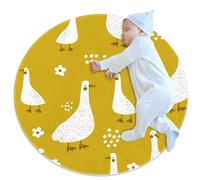 VAPOKF Small Area Rugs Bathroom Rugs Cartoon Gooses on Meadow Print and Chamomile Non-Slip Throw Rug Floor Carpet Door Mat for Sofa Bedroom Nursery Decor, (Round - 2.2ft Diameter)