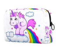 VAPOKF Smiling Unicorn Pooping a Rainbow on The Sky Cosmetic Bag for Women, Travel Toiletries Bags Large Makeup Handy Pouch Organizer Bag with Zipper