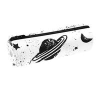 VAPOKF Space Planet Stars Moon Print Pencil Cases, PU Leather Pen Bag Student Stationery Organiser Bag Makeup Pouch for Women Girls Boys Kids School Office Supplies