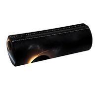 VAPOKF Space Sky Background with Solar Eclipse Print Pencil Cases, PU Leather Pen Bag Student Stationery Organiser Bag Makeup Pouch for Women Girls Boys Kids School Office Supplies
