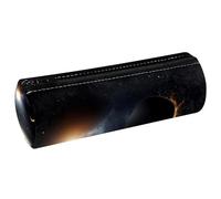 VAPOKF Space Sky Background with Solar Eclipse Print Pencil Cases, PU Leather Pen Bag Student Stationery Organiser Bag Makeup Pouch for Women Girls Boys Kids School Office Supplies
