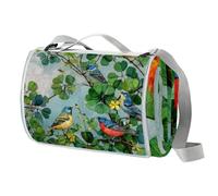 VAPOKF St. Patrick's Day Bird Picnic Blanket Waterproof, Extra Large Picnic Mat 150 X 145 cm, Camping Beach Blanket Washable Foldable, Camping Accessories for Outdoor Activities