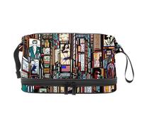 VAPOKF Street Times Square Cosmetic Bag for Women and Girls, Travel Toiletry Bag Makeup Handy Pouch Organizer Bag with Brush Compartment