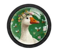 VAPOKF Swan Flower Bee Cabinet Knobs, Premium Door Drawer Knobs, Round Cupboard Handles with Screws, for Kitchen Bedroom Furniture - Pack of 4