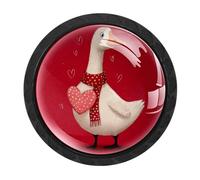 VAPOKF Swan Love Cabinet Knobs, Premium Door Drawer Knobs, Round Cupboard Handles with Screws, for Kitchen Bedroom Furniture - Pack of 4