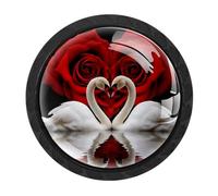 VAPOKF Swan Rose Cabinet Knobs for Dresser Drawer Closet Knob Colorful Pull Handles Cupboard Wardrobe Knobs for Kitchen Furniture Home Decoration